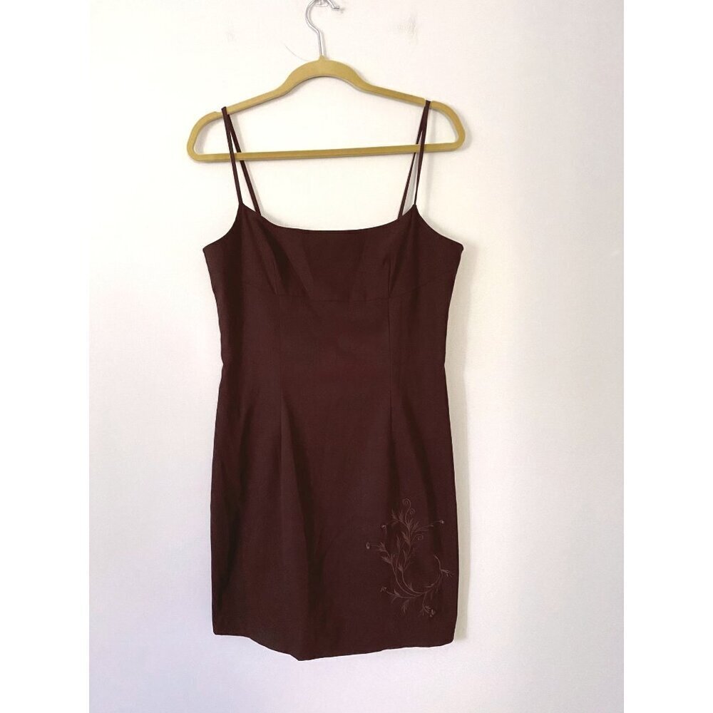 Vintage City Triangles Purple Y2K / 90s Mini Dress with Embroidered Flower - Picture 1 of 9